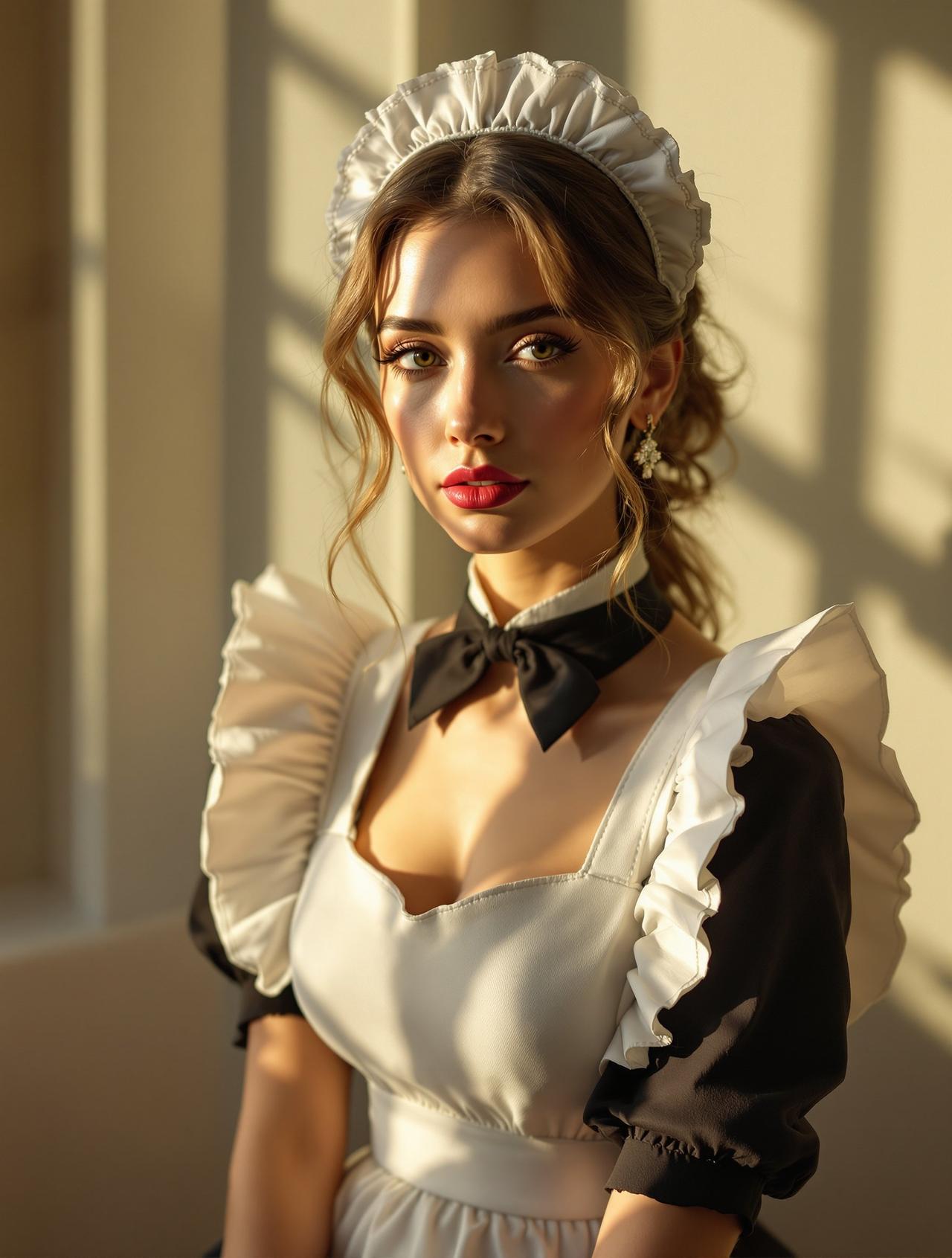 午后阳光下的女仆少女